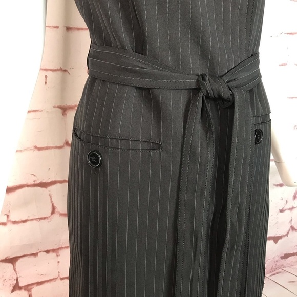 MAX STUDIO Pinstripe belted Twill Drape Vest Dress NWT Black & Grey XS Runs big - Picture 9 of 15